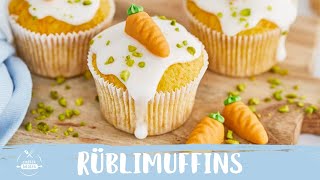 Rüblimuffins  Saftige KarottenMuffins 😋🥕🧁 Rezept zu Ostern 🐰 Einfach Backen [upl. by Laemsi237]