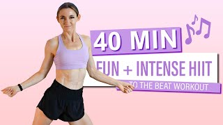 40 MIN CARDIO HIIT WORKOUT To The Beat  No Squats or Lunges  Fun  High Intensity Summer Shred [upl. by Dunston]