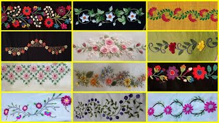 2024 Hemline embroidery border  floral borderline embroidery for tablecloth deep meaning images [upl. by Ulrika]