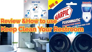 Harpic Flushmatic Toilet Cleaner ReviewClear blue waterampClean with every flushkeep clean ur toilet [upl. by Rep612]