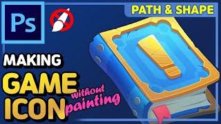 Game UI Tutorial  Make a Game Icon without Painting on Photoshop  Path amp Shape [upl. by Innek]