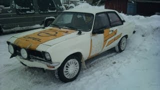 Opel Ascona A Rallycar at Tørråssjøen ice lake 2011 Norway [upl. by Eerdna442]