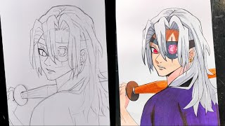 How To Draw Tengen Uzui From Demon Slayer  Easy Step By Step Anime Drawing Tutorial [upl. by Bello]