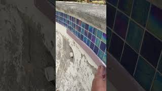 Pool tile installation tip for DIY pool renovation shorts bdpgarage [upl. by Abby111]