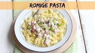 Romige pasta met hamblokjes en doperwtjes  LEKKER EN SIMPEL [upl. by Ytteb]