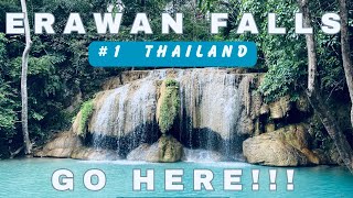 Erawan Falls River Kwai Kanchanaburi 4K virtual tour 2023 BEST side trip from Bangkok • GO HERE [upl. by Eimmis250]