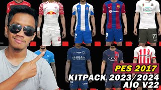 PES 2017 NEW KITPACK 20232024 V22 AIO  PES 2017 PC GAMEPLAY INDONESIA [upl. by Nilyak731]