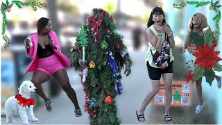 Creepy Bushman Brings Christmas Cheer to Clearwater beach 4K Part 1 [upl. by Oiralih]