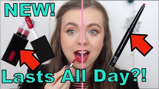 NEW elf Glossy Lip Stain and elf Love Triangle Lip Filler Liner  Will They Last All Day [upl. by Eniahs]