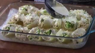 CHICKEN amp BROCCOLI ALFREDO STUFFED SHELLS [upl. by Murrah868]