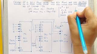 32 to 1 Multiplexer using two 16 to 1 multiplexer and one 2 to 1 multiplexer  Multiplexer Tree [upl. by Thurber]