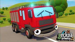 Hear The Fire Truck Song  Nursery Rhymes amp Kids Songs  Geckos Garage  Fiona The Fire Truck [upl. by Amoakuh965]