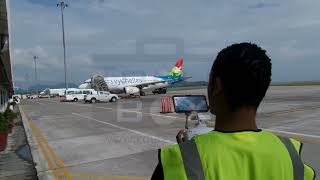 1st Drone flight at Seychelles International Airport [upl. by Hewart123]