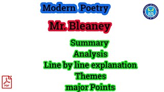 Mr Bleaney  Mr Bleaney by Philip Larkin  Summary of Mr Bleaney [upl. by Wiseman]