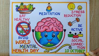 World Mental Health Day Drawing10th Oct World Mental Health Day Poster drawing easy Easy poster [upl. by Laurent]