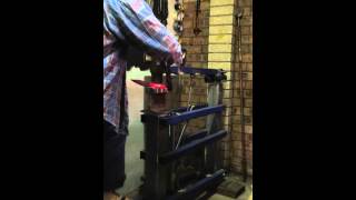 Foot operated treadle hammer forging a knife [upl. by Eiramnerual]