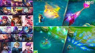 ALL 16 REVAMPED SKINS OF LESLEY amp GUSION GAMEPLAY  NEW VALENTINE REVAMP SKINS amp MORE [upl. by Oralie]