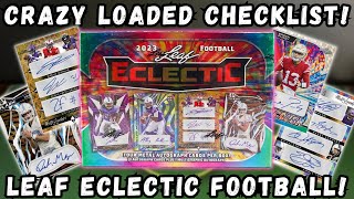 BEST CHECKLIST EVER 2023 Leaf Eclectic Football Hobby Box [upl. by Darell]