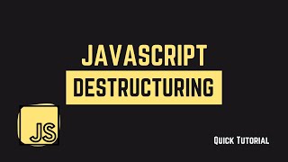 Destructuring in JavaScript  Quick Tutorial [upl. by Yehudit]