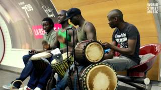 African Drummers playing Djembe drums in Paris Subway  How to play drums [upl. by Irrep]