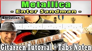 How To Play Metallica ENTER SANDMAN Tabs Pre Chorus und Chorus Anfänger Lesson Leicht erklärt HD [upl. by Ahsilyt]