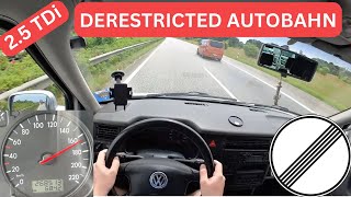 VW T4 25 TDI Derestricted AUTOBAHN TOPSPEED Drive  POV  RAW [upl. by Enellek]