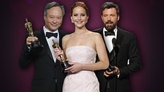 2013 Academy Awards Winners Roundup Jennifer Lawrence Anne Hathaway Argo amp More [upl. by Leynad580]