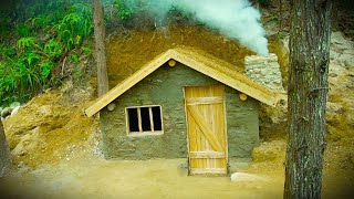 Building a Bushcraft Underground Survival Shelter Rock Walls amp Clay Fireplaces part 2 [upl. by Janine]