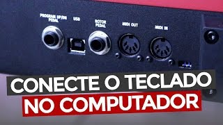 02 Como conectar o teclado no computador USB e Cabo MIDI [upl. by Ahseya]