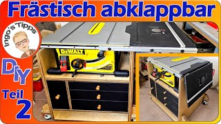 Universal Oberfräslift im stabilen Frästisch abklappbar an Dewalt DWE 7492 selber bauen  IngosTipps [upl. by Vergos83]