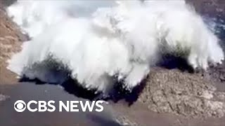 Video shows terrifying moment hikers get caught in Kyrgyzstan avalanche [upl. by Brandais334]