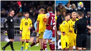 Oliver McBurnie red card for two elbow in Burnley vs Sheffield United [upl. by Eiaj]