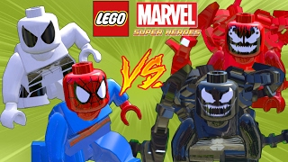 LEGO  Homem Aranha e Homem Aranha Branco VS Venom e Carnificina Briga de Herois 110 [upl. by Bernarr248]