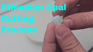 Ethiopian Opal Cutting rough into a beautiful cabochon to become jewelry [upl. by Adella]