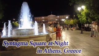 Walking in Greece Syntagma Square at Night in Athens ORANGE ua [upl. by Deehsar]