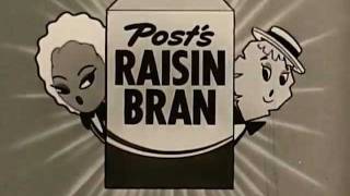 1950s Raisin Bran Commercial featuring Maisie the Raisin and Jake The Flake [upl. by Wildee]