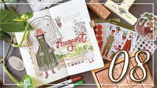 AUGUST 2024 PLAN WITH ME  Warm and summery gardening bullet journal theme [upl. by Clare]