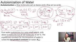 Autoionization of Water the IonProduct Constant and the pH Scale with Examples [upl. by Medarda]