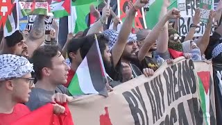 Protesters make their way through Brooklyn demanding ceasefire [upl. by Odnomar191]