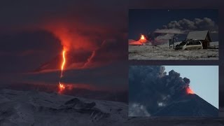 Kliuchevskoi Volcano erupting at night and at dusk October 2013 [upl. by Ap]