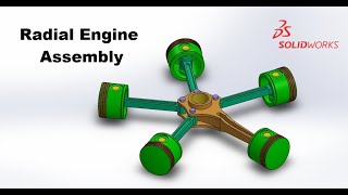 Radial Engine Assembly  SOLIDWORKS [upl. by Anerroc]