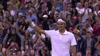 Federer enjoys the win v Muller  Wimbledon 2014 [upl. by Aztinay412]