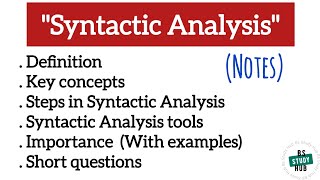 Linguistics Syntactic Analysis Notes ENG206 semesterfour punjabuniversity [upl. by Vadnee]