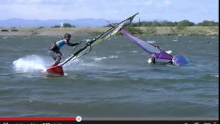 Windsurfing jibe セイルの引き込みは、アプローチの形です！ [upl. by Enelyam]