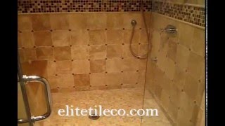 Limestone Travertine tile master Bathroom and showerstall [upl. by Vine]