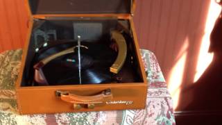 1956 Columbia Model 360 Suitcase Style Record Player Demonstration [upl. by Louisette]