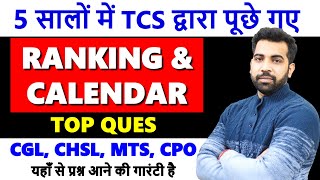 Ranking amp Calendar top questions asked by TCS 2018  2023 in SSC CGL CHSL CPO and MTS with PDF [upl. by Eolanda]