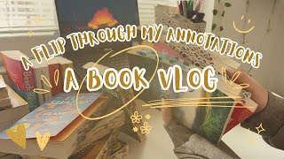 a book vlog 📚🖊️🌿🎧🧋 a flip through my annotations cozy book talk book recommendations [upl. by Norraa]