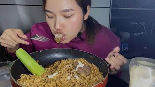 Black bean noodles pack2Beef sa cucumbermukbang🤣 [upl. by Lipfert797]