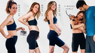 PREGNANCY TRANSFORMATION week by week belly growth [upl. by Karilla]